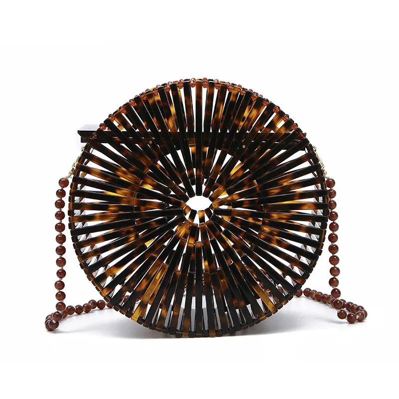 Round Acrylic Hollow Shoulder Bag - Amber