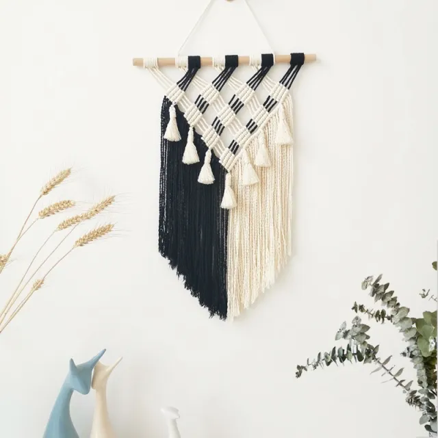 Bohemian hand woven tapestry Navy Blue White - Shop at LoveMi
