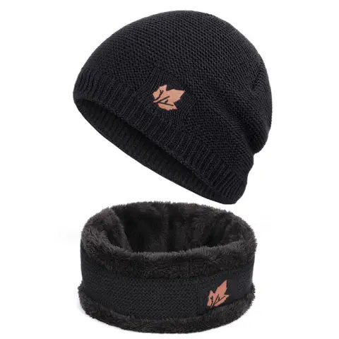 Plush Cotton Cap and Scarf Set