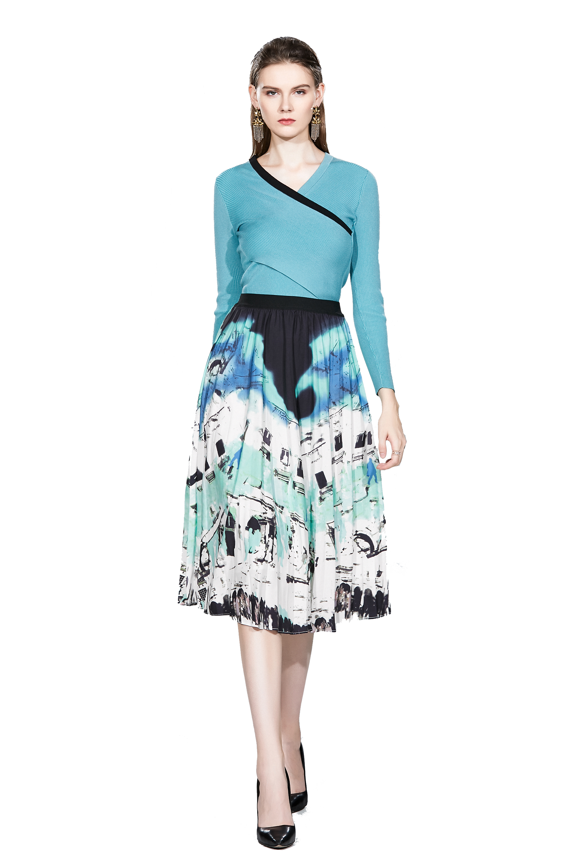 Knit sweater skirt suit