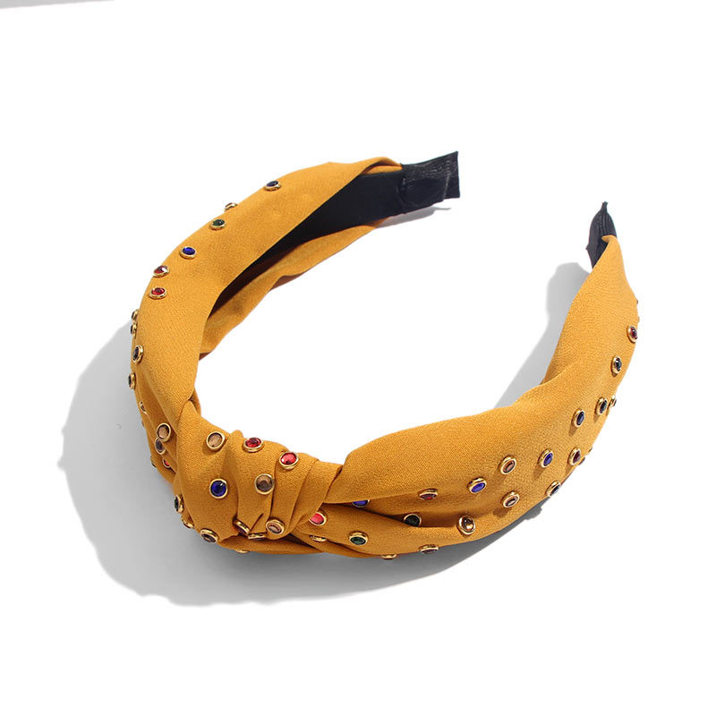 Hot Rhinestone Color Flashing Rhinestone Knotted Headband Yellow - Shop at LoveMi