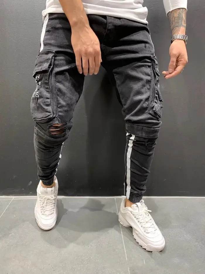 Men's Fashion And Leisure Trendy Knee-cut Zipper Trousers