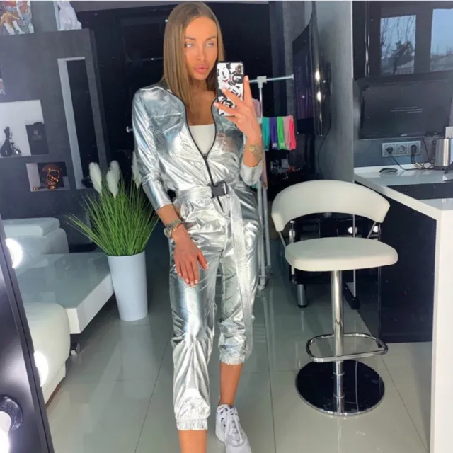 Autumn and winter women's casual jumpsuit two piece suit Silver - Shop at LoveMi