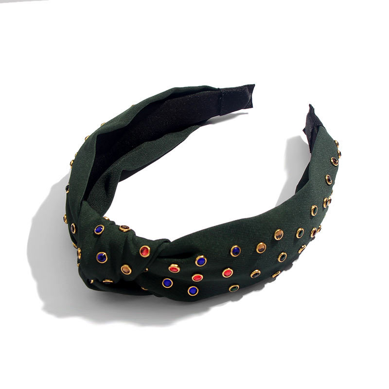 Hot Rhinestone Color Flashing Rhinestone Knotted Headband Green - Shop at LoveMi