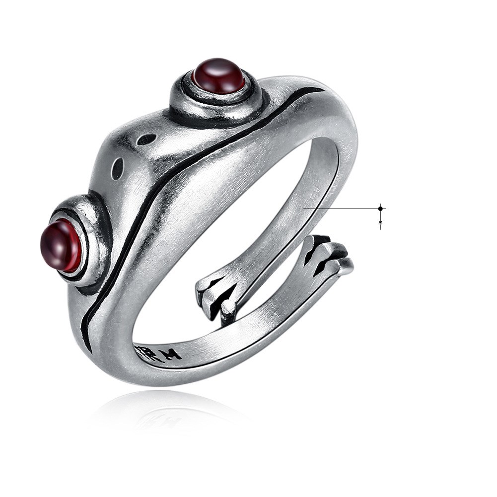 Trendy retro frog animal sterling silver ring jewelry
