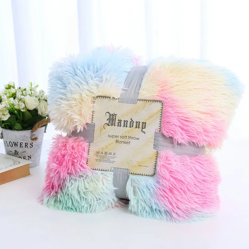 Plush Blanket Double-layer Blanket Multifunctional - Tie Dye Rainbow