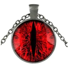 Pupil red eye glass pendant time gemstone necklace - Gun Black - View 1