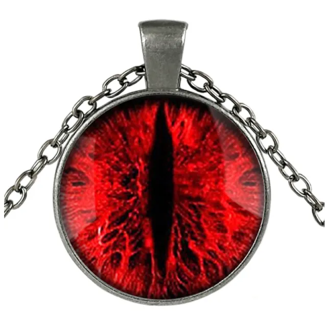 Pupil red eye glass pendant time gemstone necklace Gun Black - Shop at LoveMi