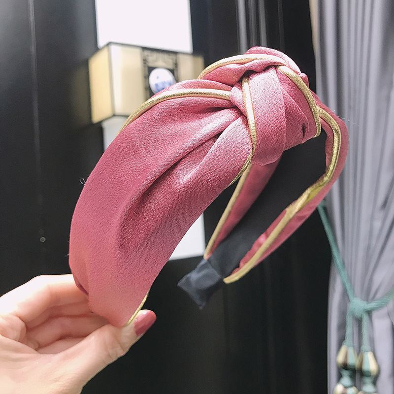 Covered head buckle crystal satin press headband Red Bean Paste - Shop at LoveMi