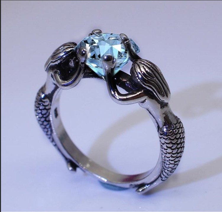 New Mermaid pearl ring topaz ring wholesale