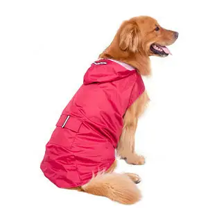 Pet waterproof reflective hooded two legged poncho