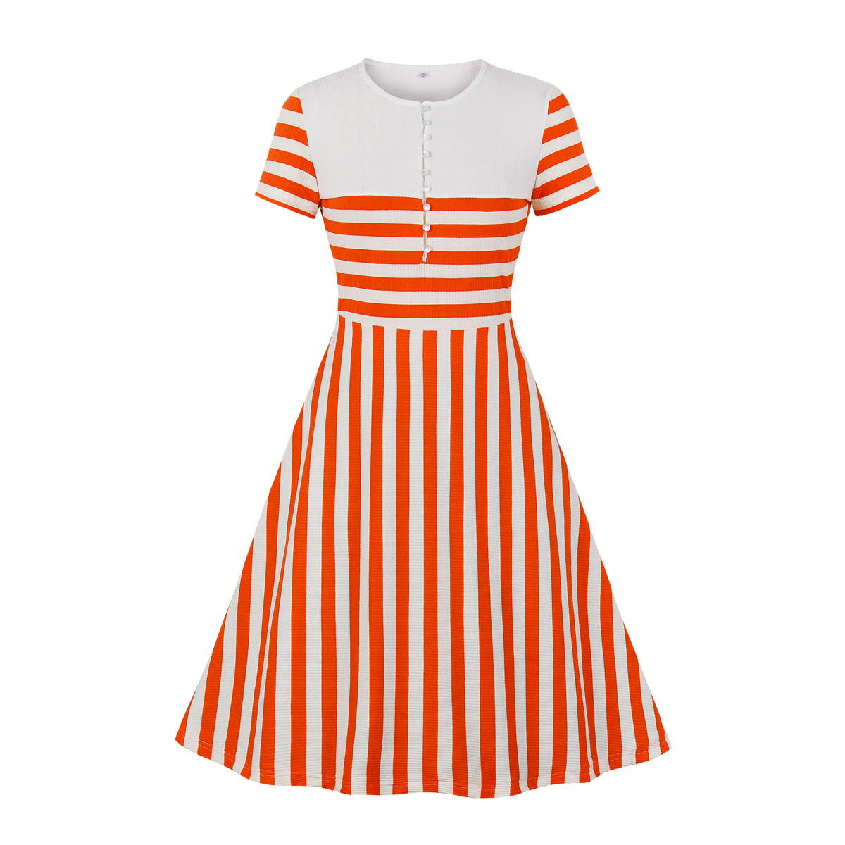 Dress striped contrast color shows thin skirt