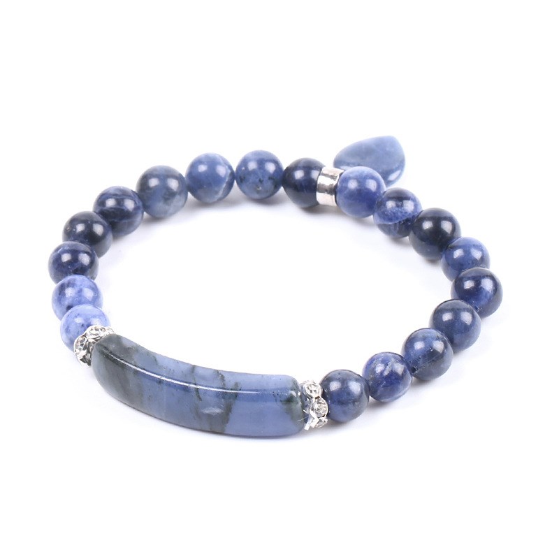 Semi-precious stone elastic bead bracelet