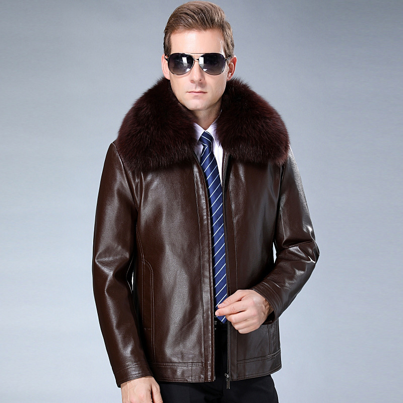 Lapel top layer sheepskin jacket