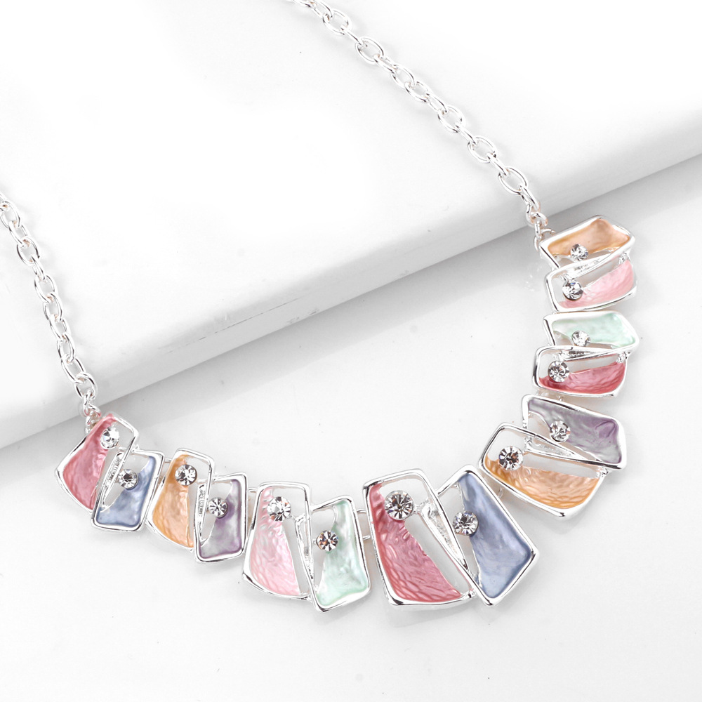 Multicolor oil drip necklace