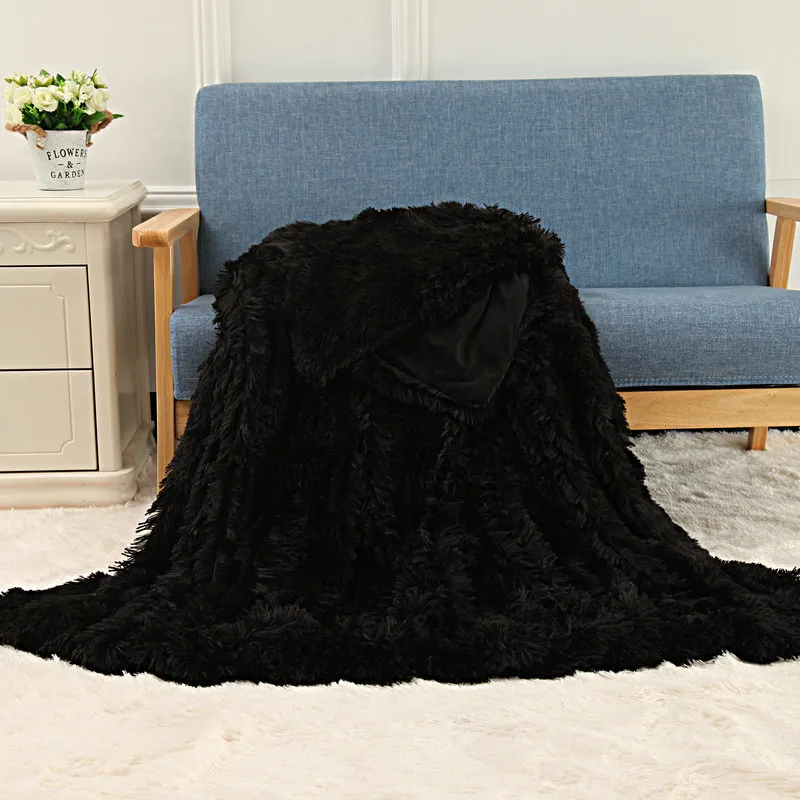 Plush Blanket Double-layer Blanket Multifunctional - Black