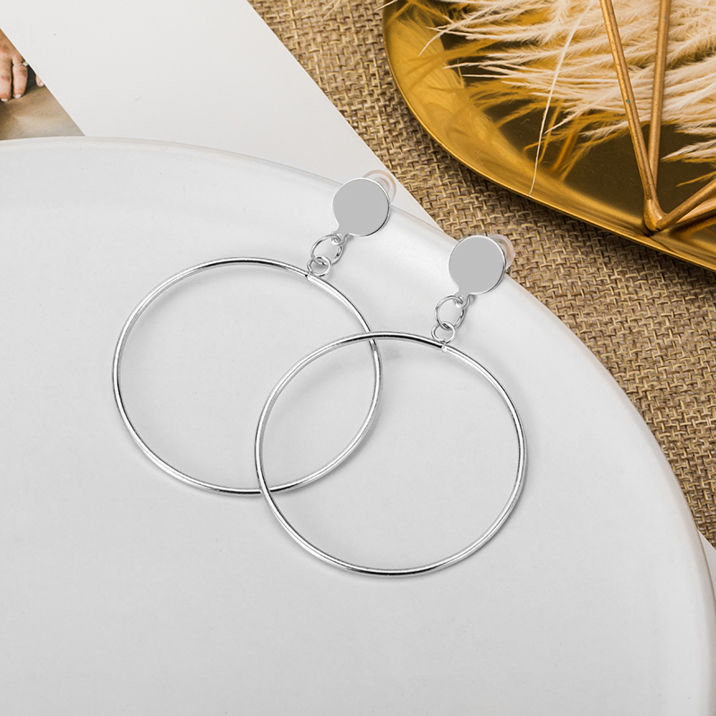 Geometric Round Earrings Silver - Shop at LoveMi