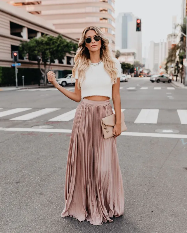 High waist pleated bust skirt Pink - Shop at LoveMi