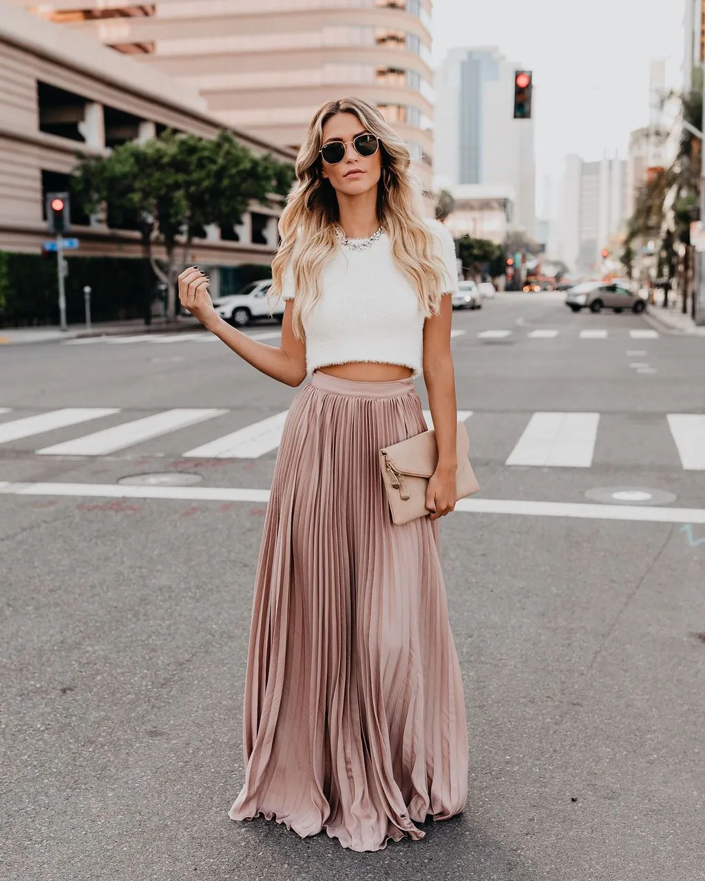 High waist pleated bust skirt - Pink