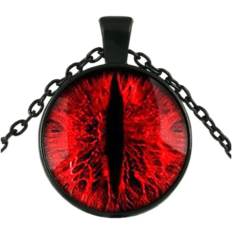 Pupil red eye glass pendant time gemstone necklace - Electrophoretic Black