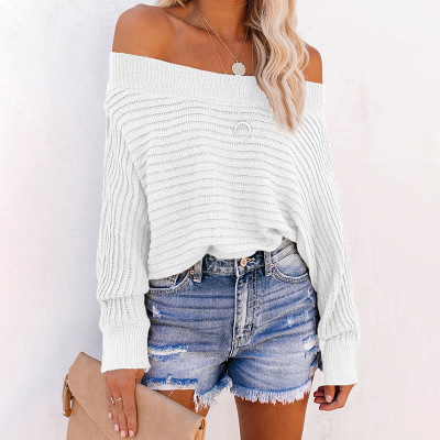 Bat sleeve off-the-shoulder sweater