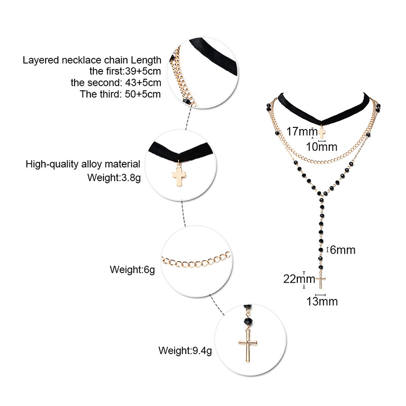 Pearl cross copper bead neck chain