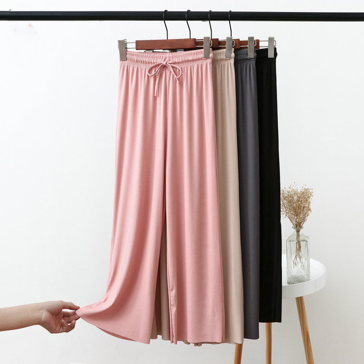 Draping ice silk wide-leg pants