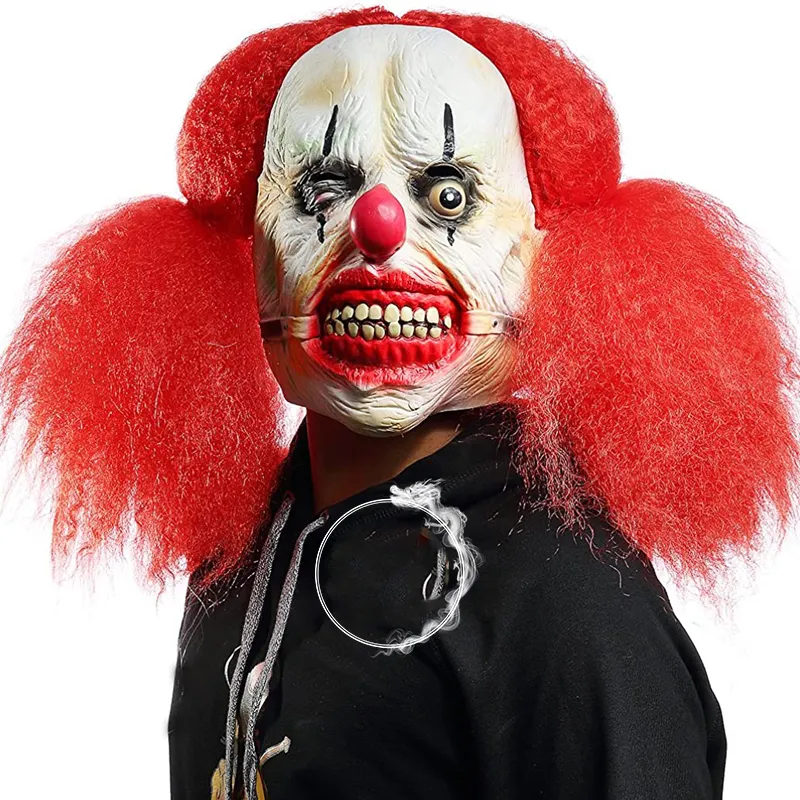 Compatible with Apple, Horror Skeleton Demon Grimace Zombie Mask - Red Haired Clown