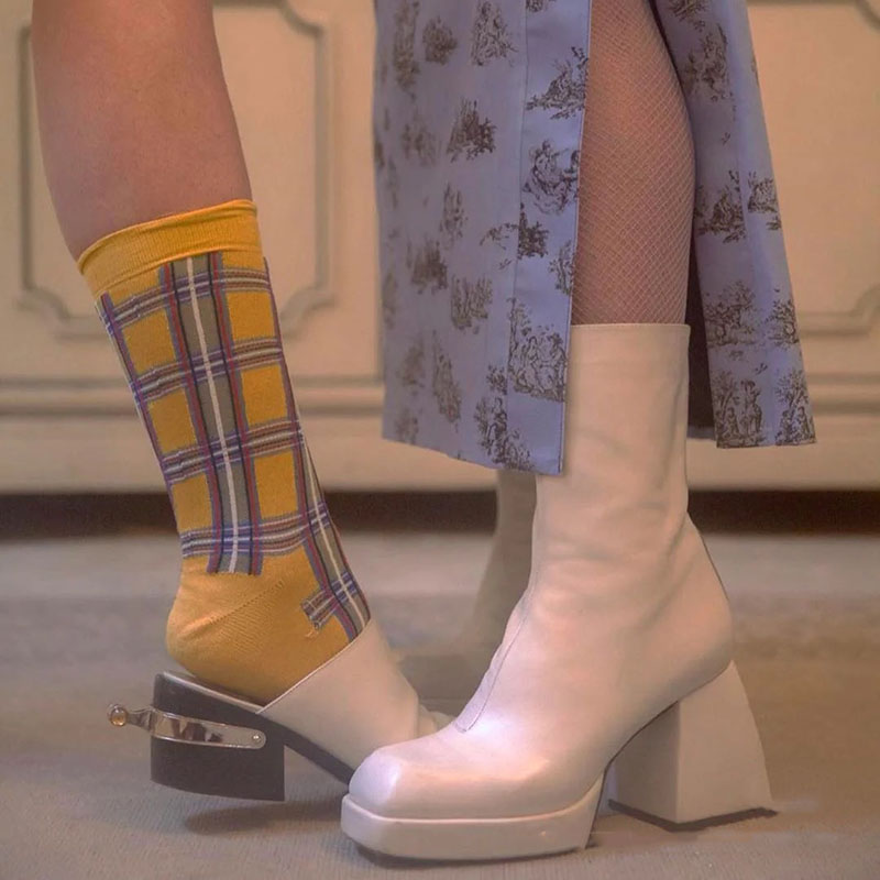 Women's retro square toe mid boots