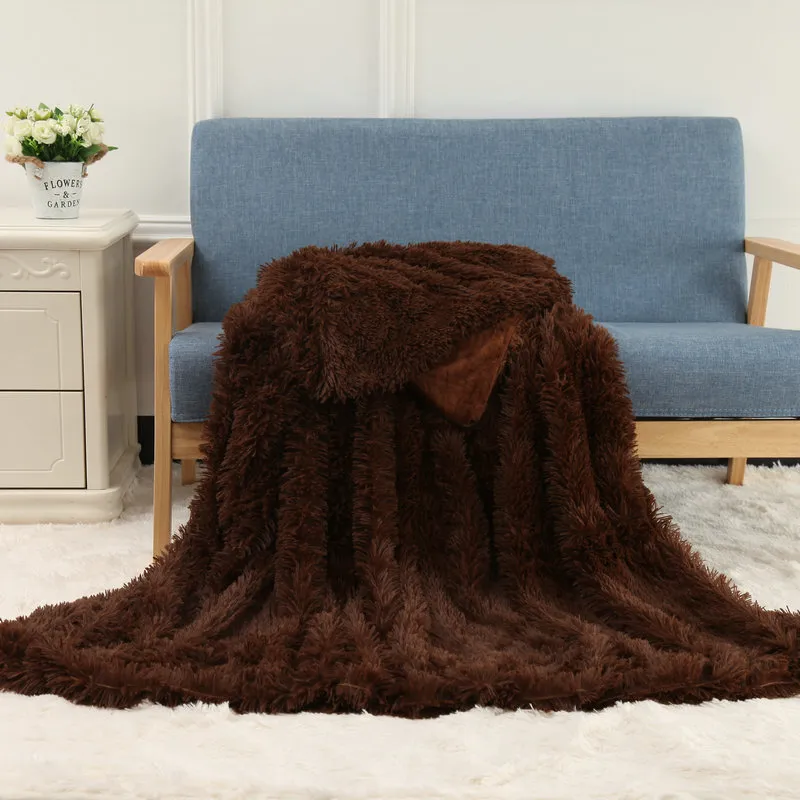 Plush Blanket Double-layer Blanket Multifunctional - Coffee