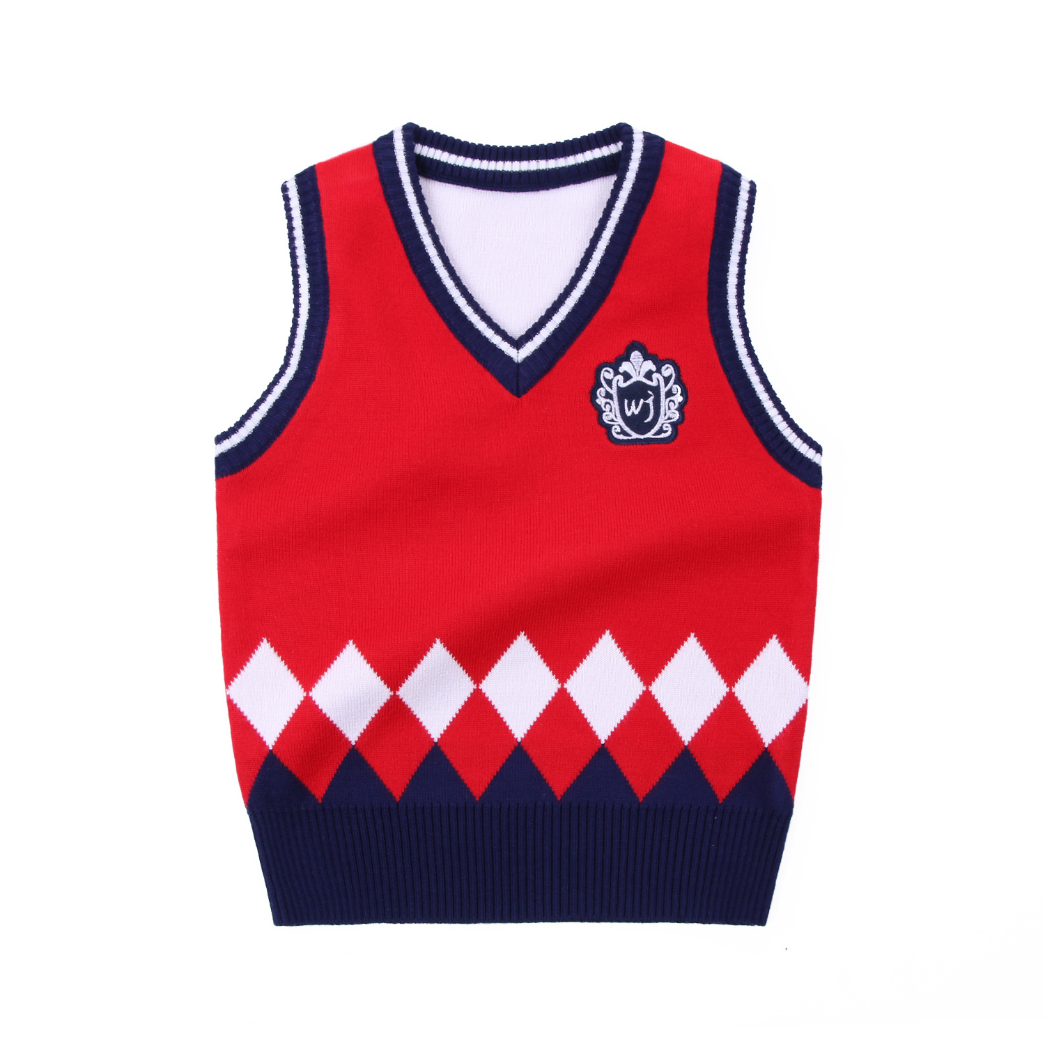 Diamond vest Shape children's sweater fine wool - Picture 8 of 13