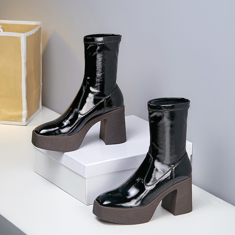 Platform square toe Martin boots