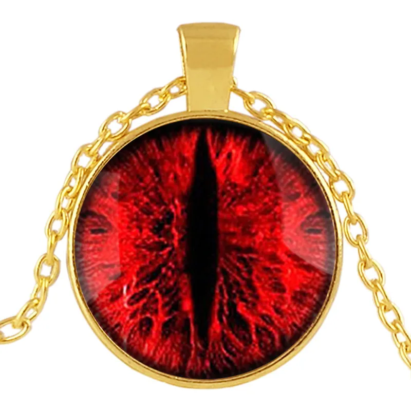 Pupil red eye glass pendant time gemstone necklace - Gold