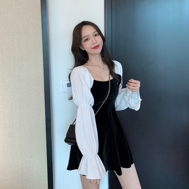 Sexy temperament was thin puff sleeve dress