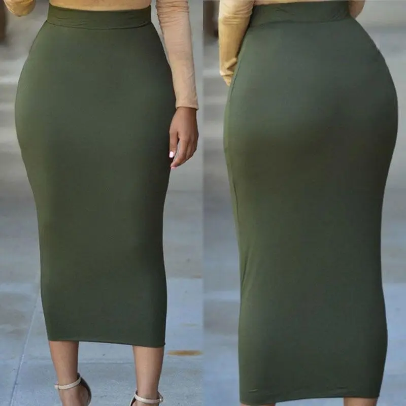 Solid color tight dress - Green