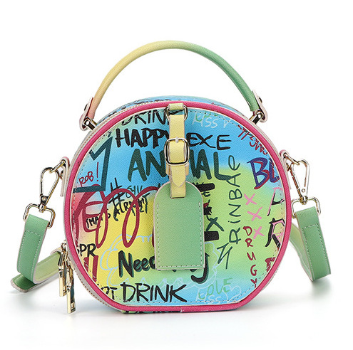 Female bag colorful graffiti new jelly diagonal chain bag