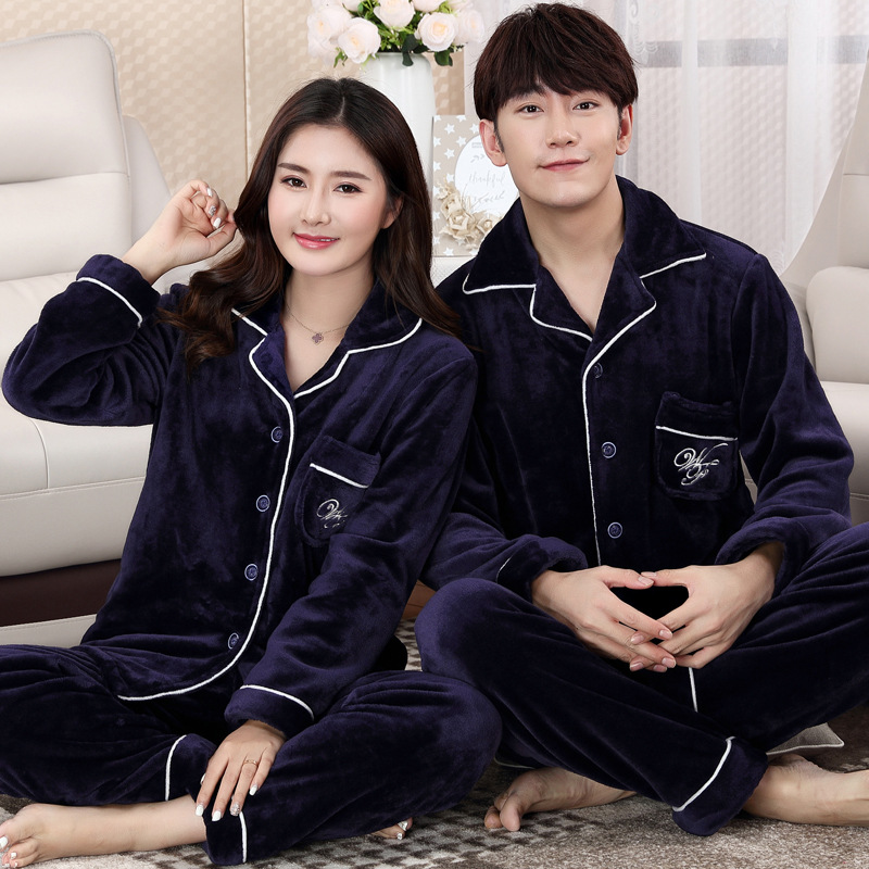 Couple coral fleece thick suit