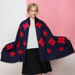 Women's air conditioning warm shawl - Navy - View 1