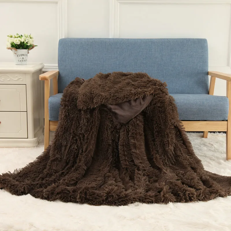 Plush Blanket Double-layer Blanket Multifunctional - Dark Brown