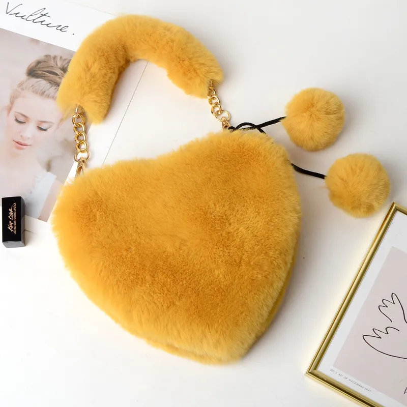 Plush heart-shaped bag - Yellow