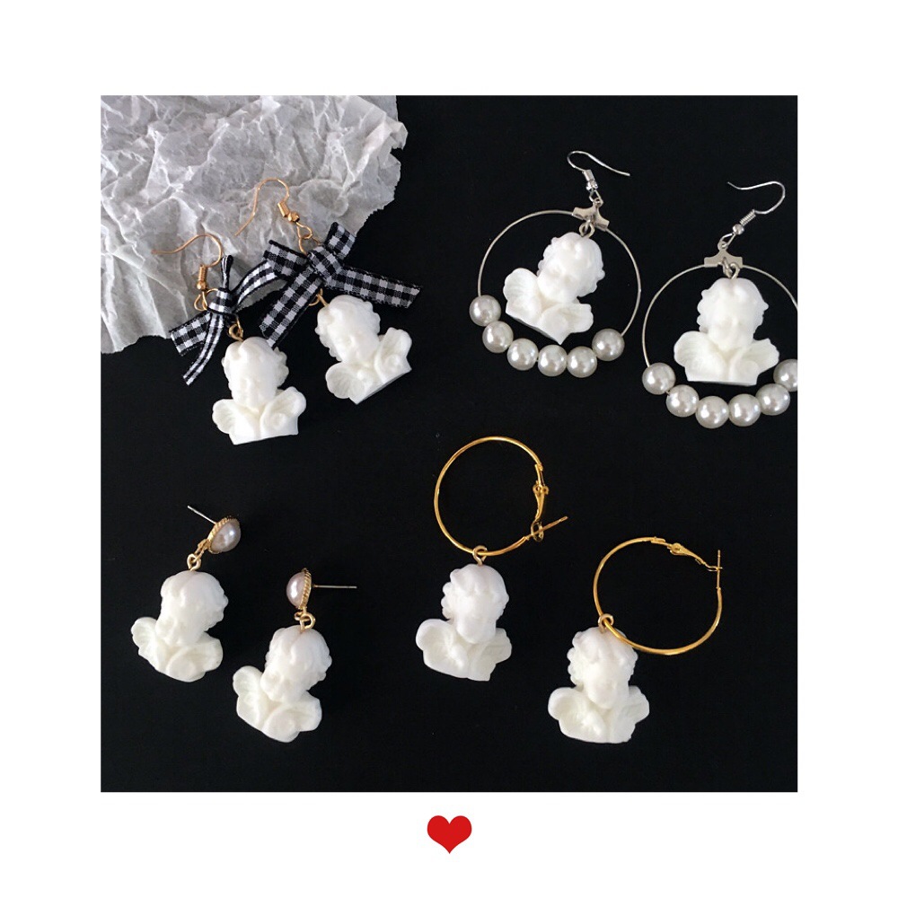 Baroque little angel bow earrings