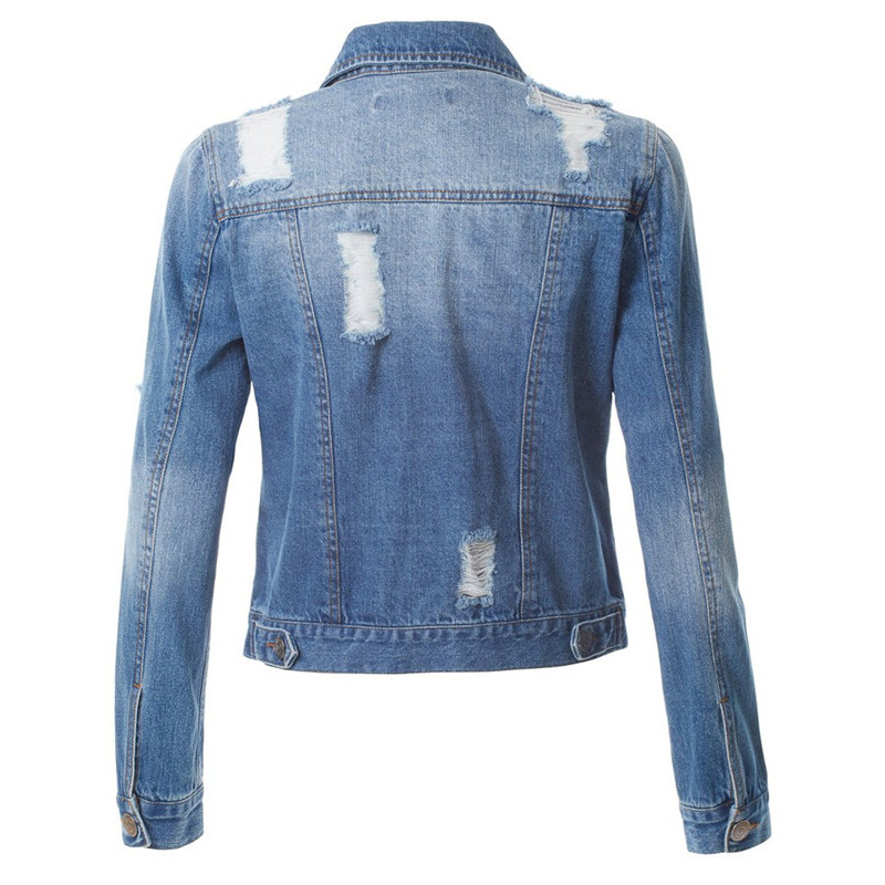 Ladies ripped denim jacket