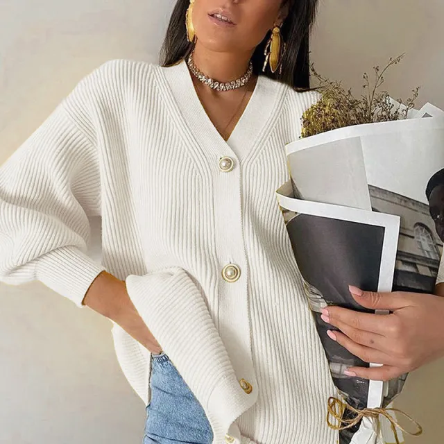 Simple atmosphere sweater coat White - Shop at LoveMi