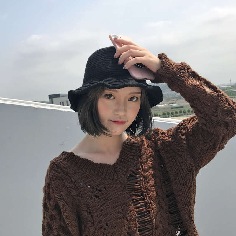 Pure color casual knit hat