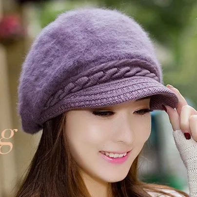 Ladies winter knitted beret Dark Purple - Shop at LoveMi