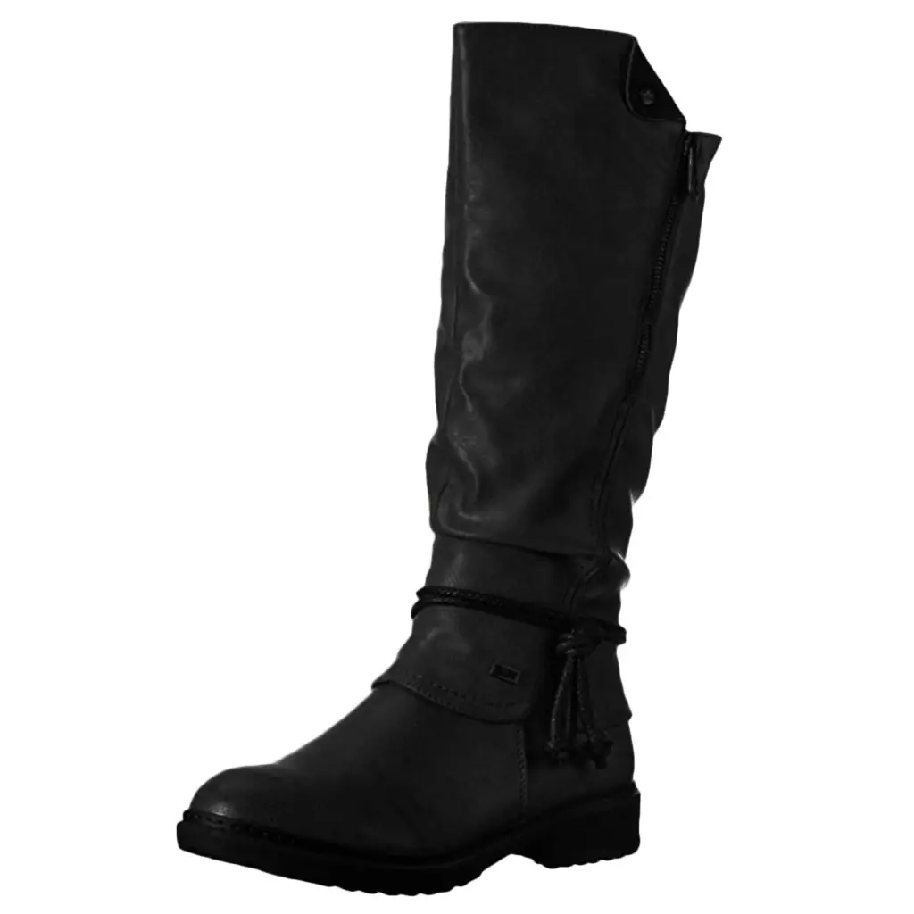 Female High Boots Plus Size Low Heel Round Head Rider