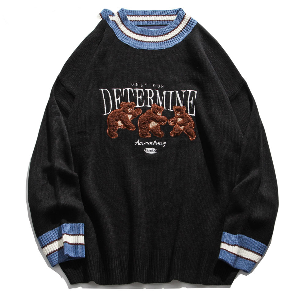 Little bear contrast net red sweater