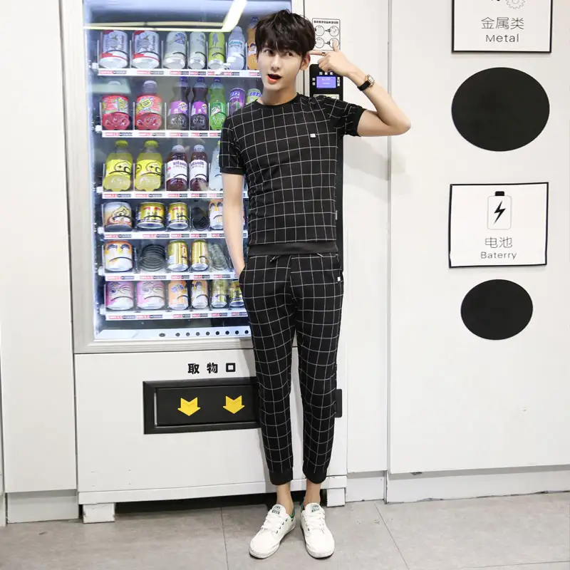 Men's short sleeve T-shirt casual suit