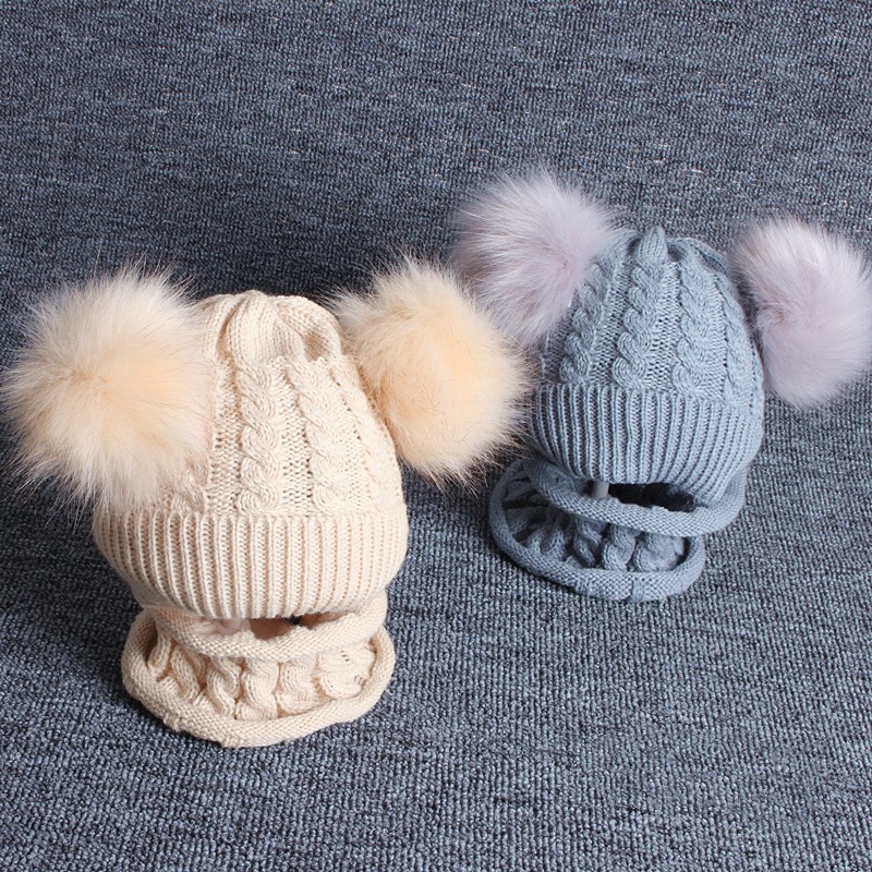 Children's wool hat scarf set