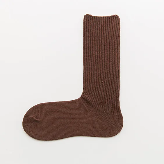 Women's cotton vertical stripe socks - Coffee